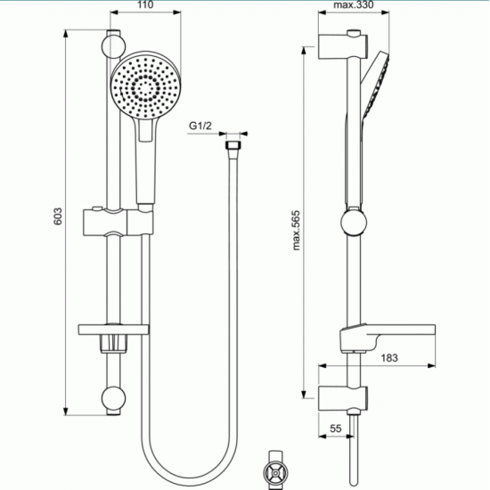 Βέργα Ντους Ideal Standard με Τηλέφωνο Idealrain EVO Round και Σπιράλ Β2620ΑΑ Χρωμέ Βέργα Ντους Ideal Standard με Τηλέφωνο Idealrain EVO Round και Σπιράλ Β2620ΑΑ Χρωμέ